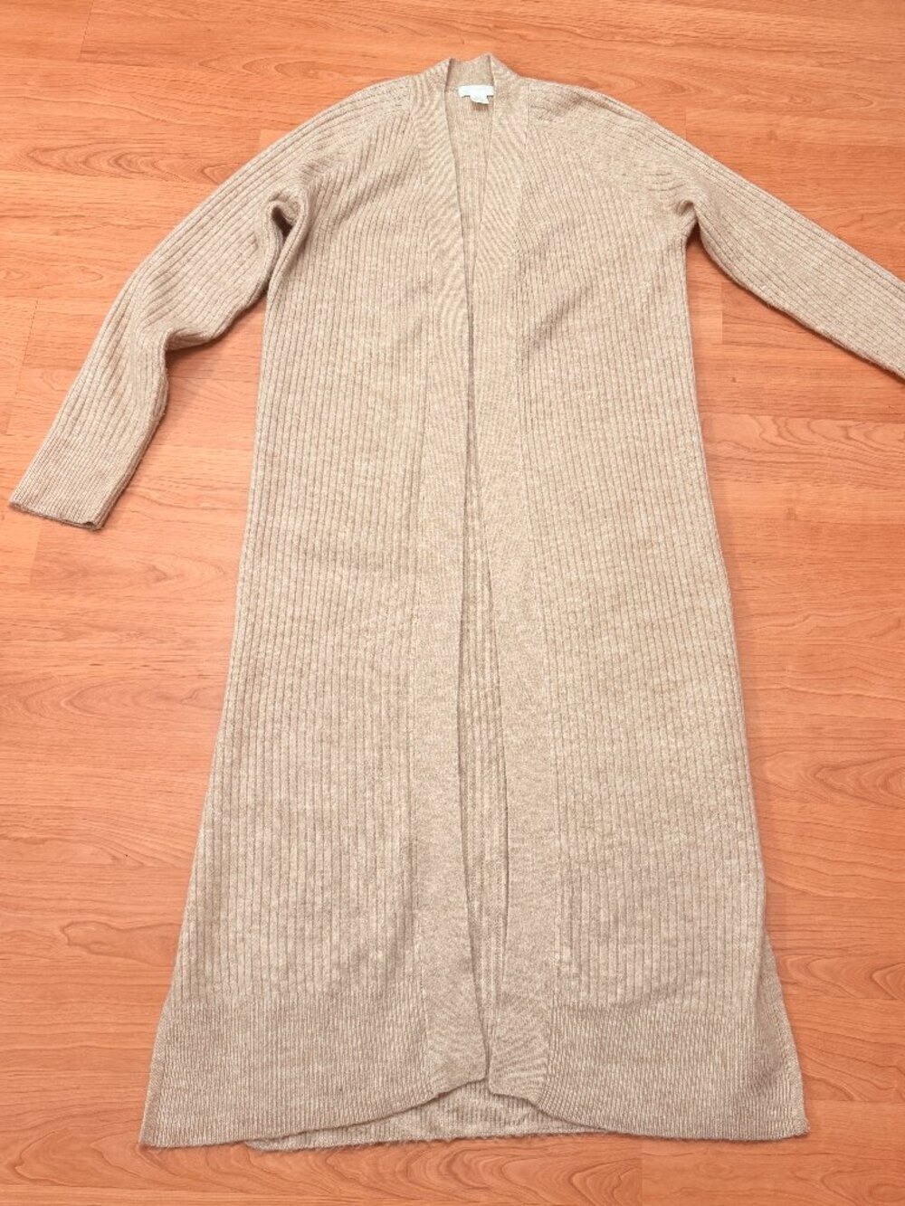 H&M Cream Ribbed Knit Maxi Duster Cardigan - XS